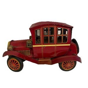 Vintage 1950-1960 Rosko Grandpa Tin Toy Car. Made In Japan. Damaged (for Parts)